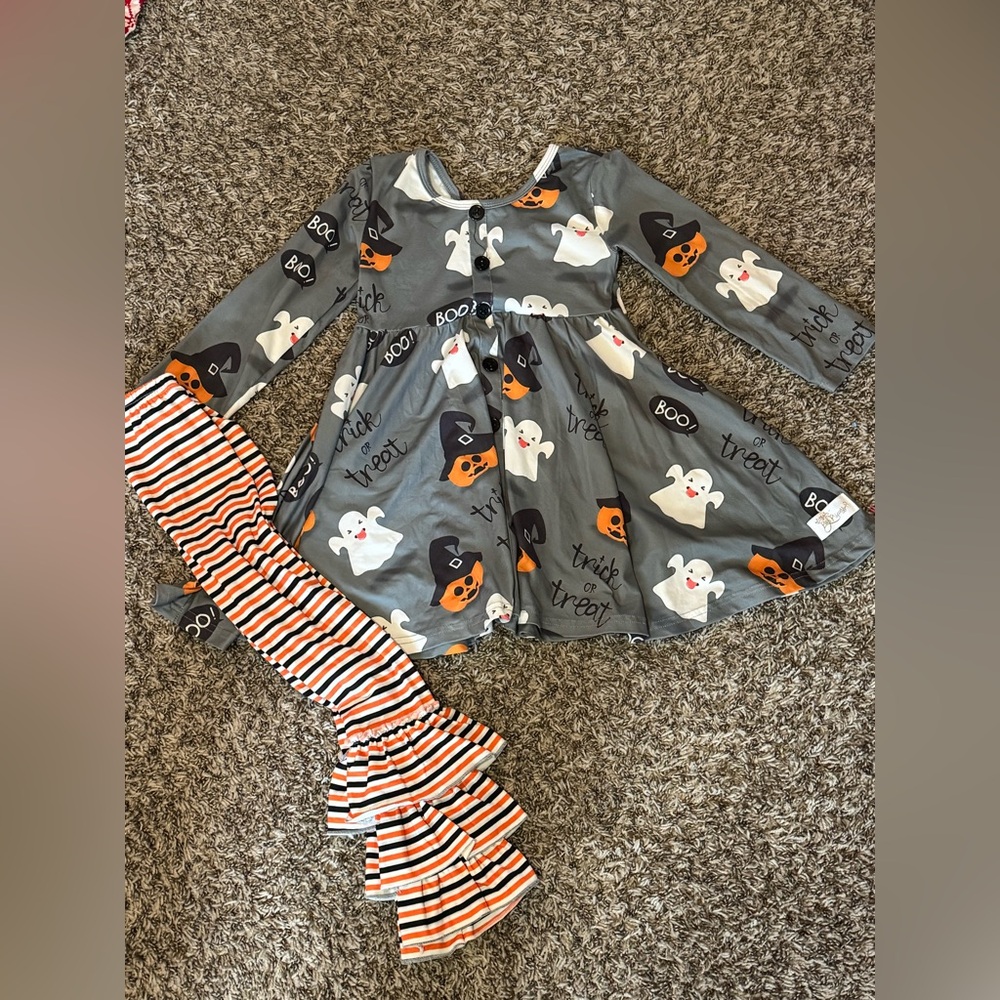 Spooky Fun Kids Halloween Dress and Leggings Set